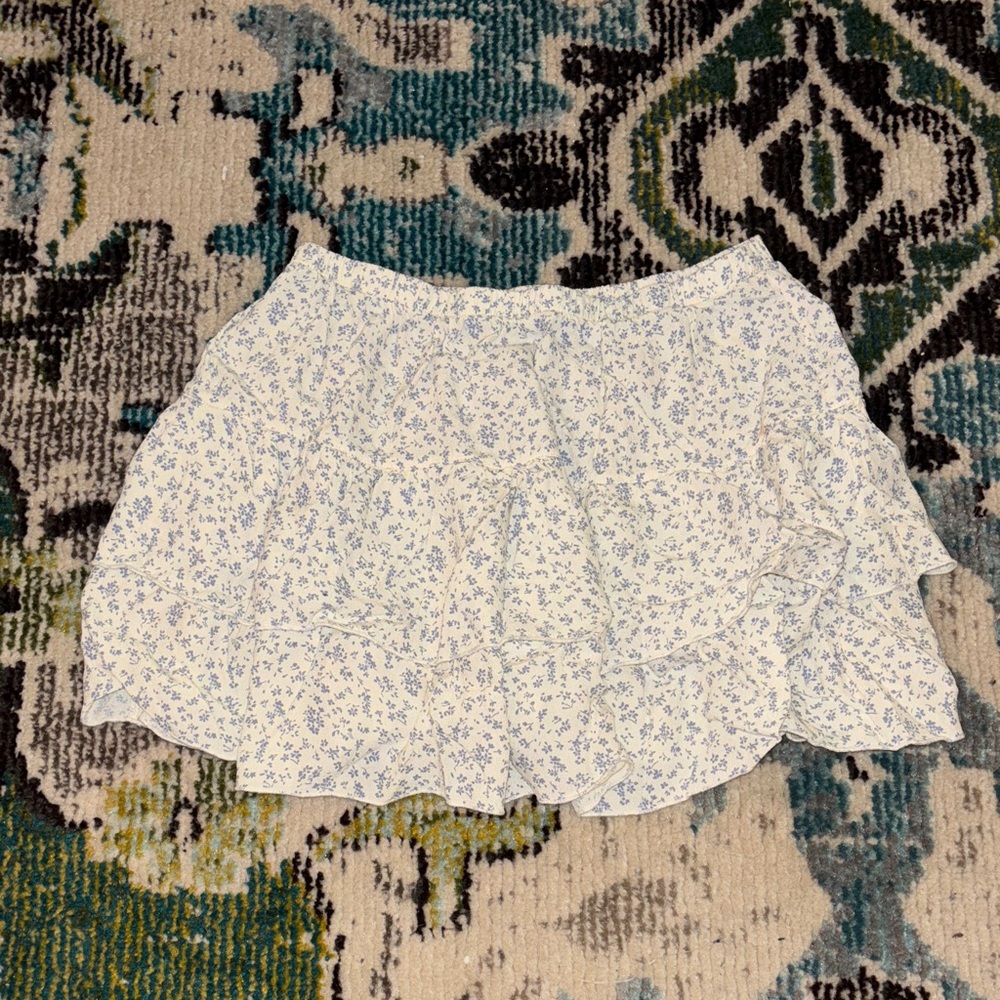 Brandy Melville Blue Floral Mini Skirt